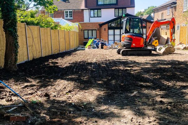 Groundwork project with hired machinery