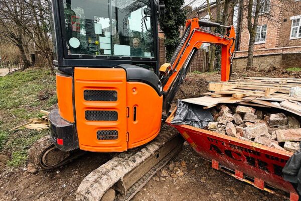 Mini digger on residential job — hire gallery