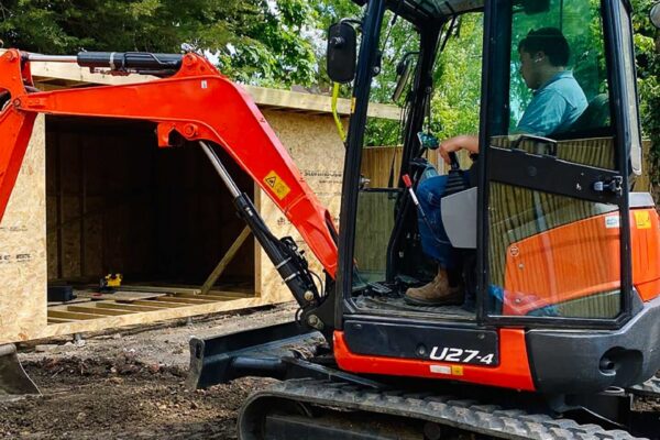 Excavator on construction site — hire gallery